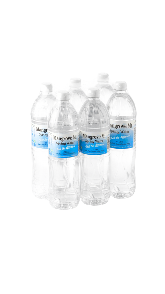 Six-pack of 1.5L Mangrove Mountain spring water bottles