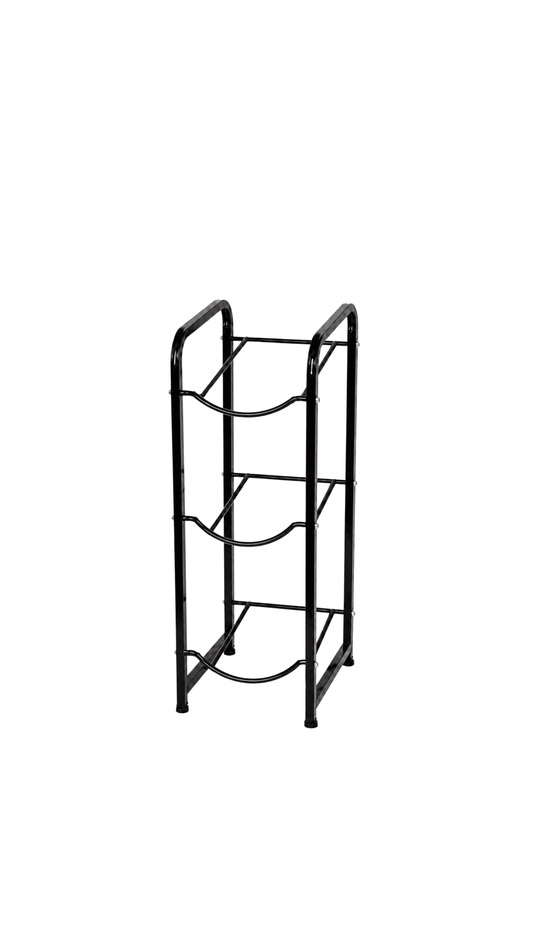 Three-bottle water storage rack for large water bottles