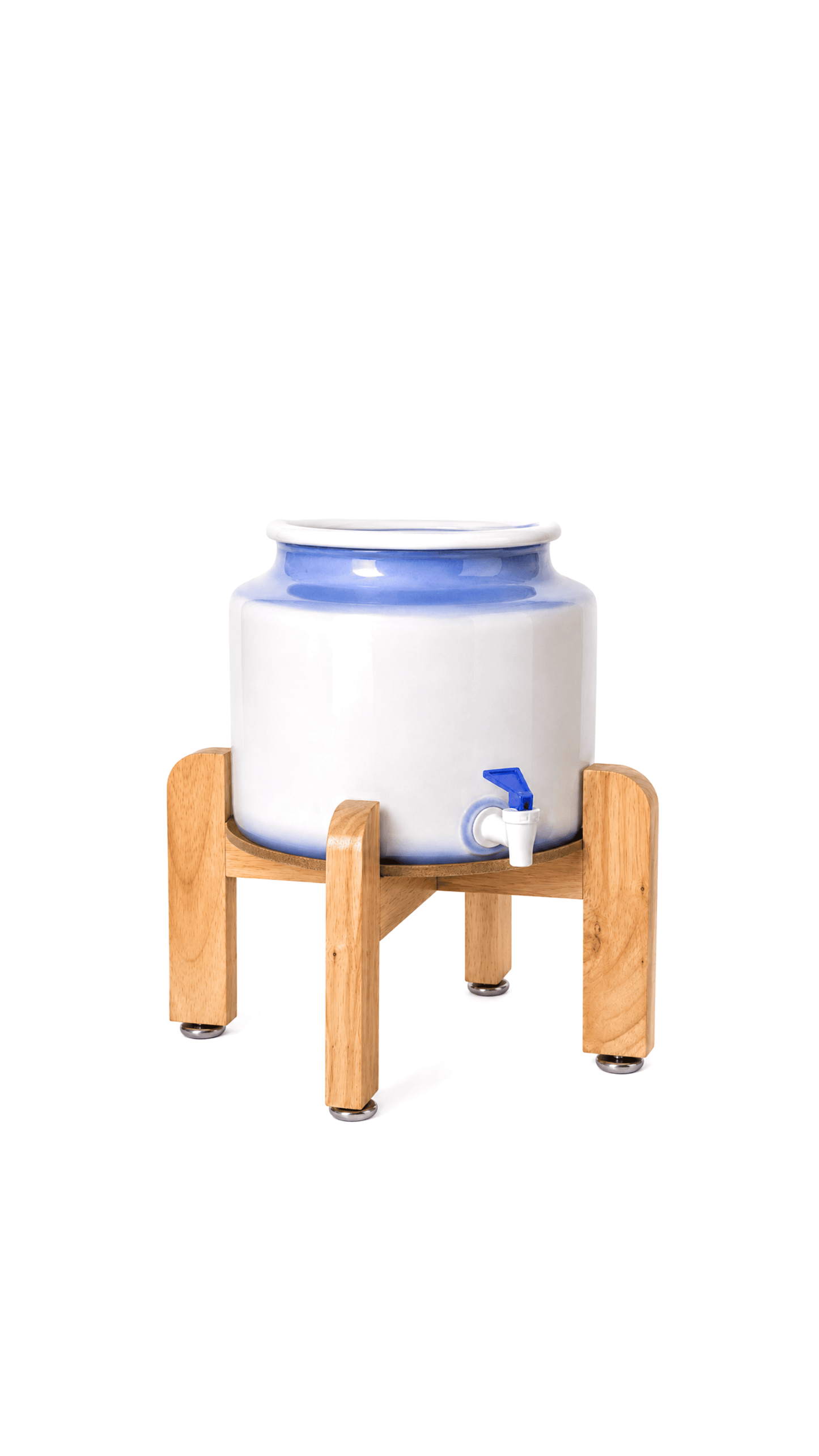 Natural timber benchtop stand for a ceramic water dispenser