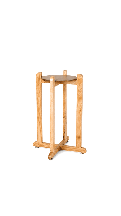 Natural timber floor stand for a ceramic water dispenser