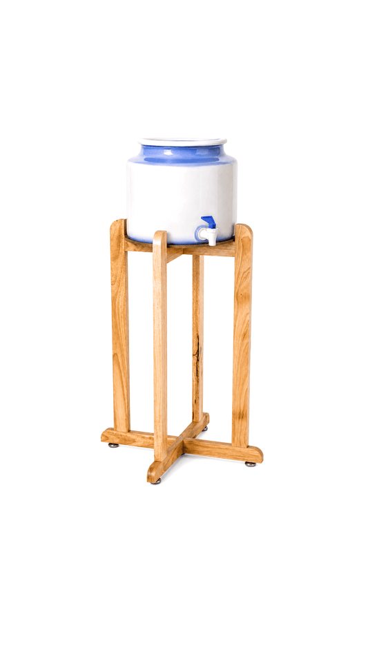 Wooden floor stand with ceramic water dispenser
