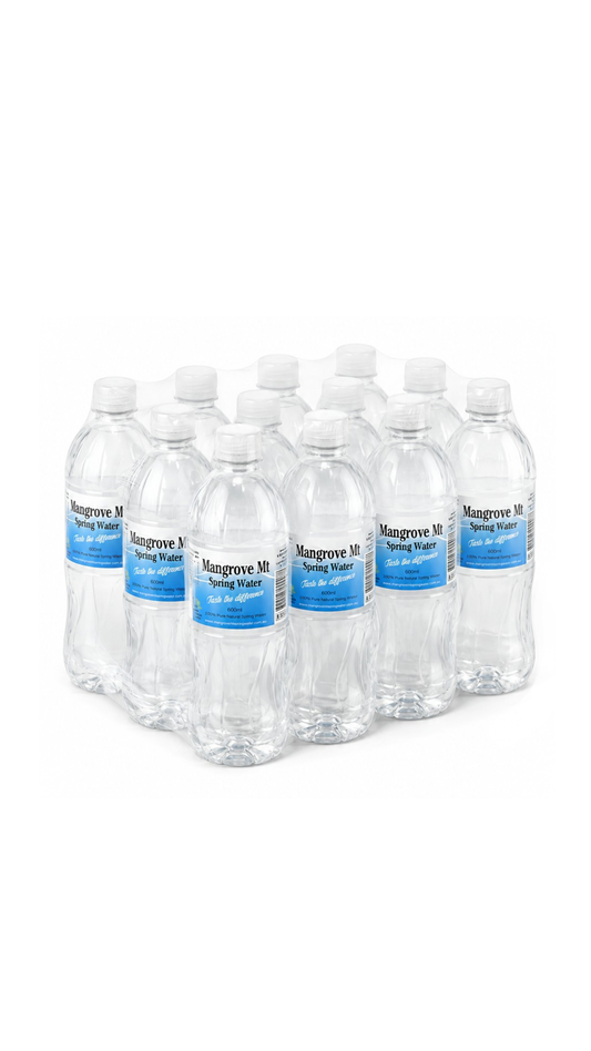 12-pack of 600ml Mangrove Mountain spring water bottles